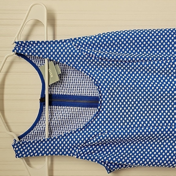 Maeve, women's blue and white polka dot sleeveless dress, xsmall - Picture 2 of 7